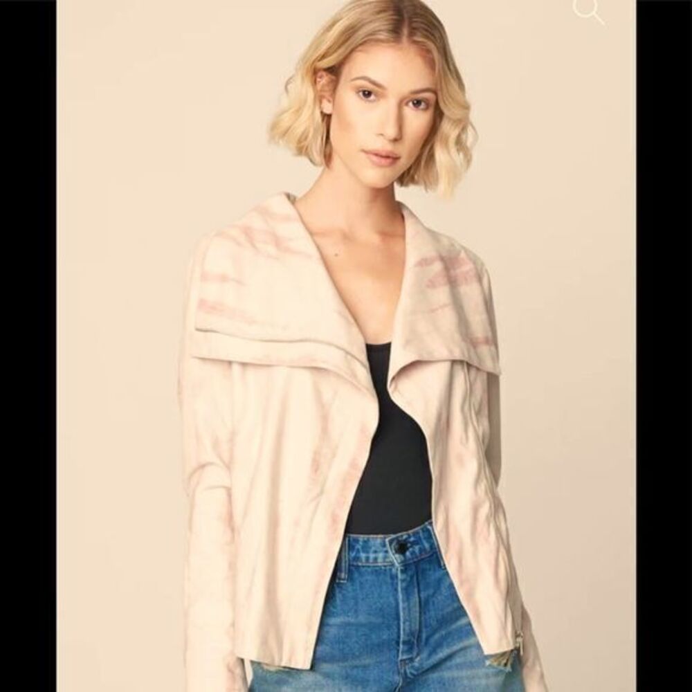 Evereve Blank NYC Faux Suede Hippie Dippie Moto Jacket - XS tan /dyed N…